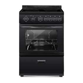 24 in Electric Range Oven, 2.7 Cu. Ft. Capacity Compact Freestanding Oven, Stainless Steel Kitchen Stove with 4 Burners, Easy Reach Rack