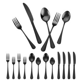 30-Piece Black Silverware Set, Food-Grade Stainless Steel Flatware Utensils for 6, Mirror Finished Cutlery Set