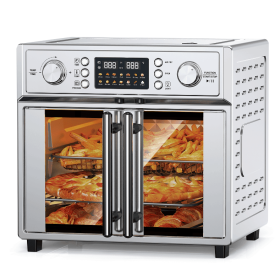 W1002P401550   Pizza Oven Bread Machine Oven 26QT Large Capacity French Double Door Air Fryer 1700w 14 Preset Menus 7-in-1 Multifunctional for ba