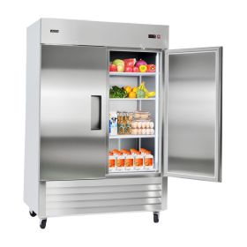 Commercial Refrigerator, 32.2 in Width Reach In Upright Refrigeration Double Door, 43.2 Cu.ft Auto-Defrost Refrigerator with 8 Adjustable Shelves