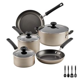 12 Pcs Nonstick Cookware Set with Cooking Tools, Dishwasher Safe, Champagne