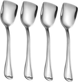 Ice Cream Spoons 18/10 Stainless Steel Dessert Spoon 4 Pcs, Shovel Spoons, 6.0 Inches, Dishwasher Safe