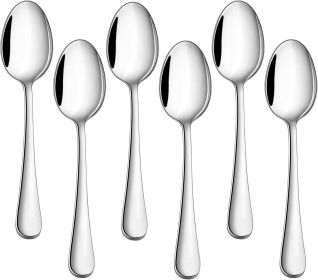 Teaspoon Set of 6, 6.7 Inch Stainless Steel Tea Spoons, Small Spoon Silverware for Coffee Tea Soup Dessert, Non-Toxic & Heavy Duty