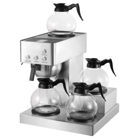 Commercial Drip Coffee Maker, 12 Cups Coffee-Maker Machine with 4 Glass Carafes and 4 Decanter Warmer Plates, Stainless Steel Drip Style Coffee B