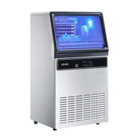 Commercial Ice Maker Machine, 130Lbs/24H with 33Lbs Storage, 45 Cubes per Cycle