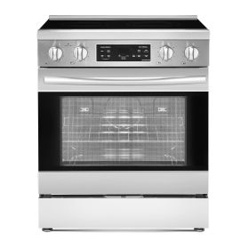 30 in Electric Range Oven, 4.8 Cu. Ft. Capacity Compact Freestanding Oven, Stainless Steel Kitchen Stove, with 4 Cooktop Burners, Timer