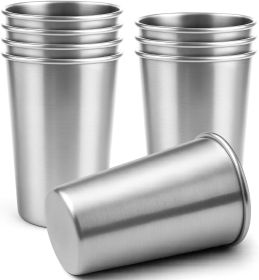 8 Pack 16oz Stainless Steel Cups, Stainless Steel Stacking Beer Pint Cups, Stainless Steel Water Tumbler for Home, Party, Camping, Outdoor