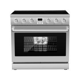 36 in Electric Range Oven, 6.0 Cu. Ft. Capacity Compact Freestanding Oven, Stainless Steel Kitchen Stove, with 5 Burners