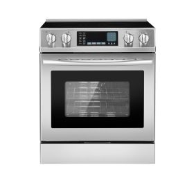 30 in Electric Range Oven, 4.8 Cu. Ft. Capacity Compact Freestanding Oven, Stainless Steel Kitchen Stove, with 5 Burners, Timer, Self-Cleaning