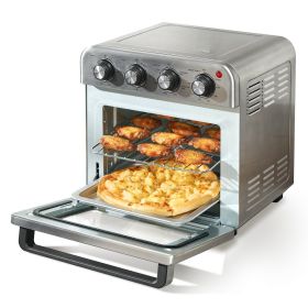 7-IN-1 Air Fryer Toaster Oven, 18L Convection Oven, 1700W Stainless Steel Toaster Ovens Countertop Combo with Grill, Pizza Pan, Gloves, 6 Slices