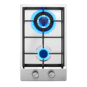 Gas Cooktop 12 inch, Max 12250BTU 2 Burners Built-in Stainless Steel Gas Stove Top