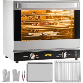 VEVOR Commercial Convection Oven, 66L/60Qt, Half-Size Conventional Oven Countertop, 1800W 4-Tier Toaster with Front Glass Door