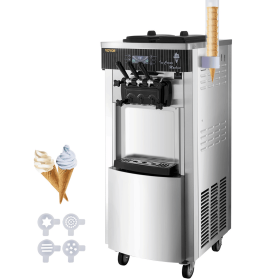 Commercial Soft Serve Ice Cream Machine 5.3-7.4 Gal/H Maker 3 Flavors