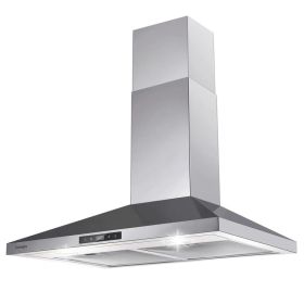 30 Inch Range Hood Wall Mounted 450 CFM Touch Panel Kitchen Stainless Steel Vented (Option: 30inch)