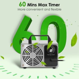 1Pc 110W 50000mg Per Hour Ozone Generator Odor Eliminator Ionizer Air Purifier With 60Mins Timer Cover Up To 3229Sq.Ft For Rooms Smoke Cars Pets (Option: Silver)