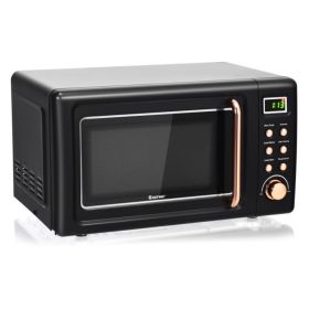 700W Retro Countertop Microwave Oven with 5 Micro Power and Auto Cooking Function (Color: golden)