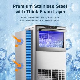 Commercial Ice Maker 100-150lbs/24H Ice Maker Machine, Auto Self-Cleaning, LED Digital Display, Blue Light (size: 150LBS)