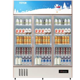 Commercial Refrigerator,Display Fridge Upright Beverage Cooler, Glass Door with LED Light for Home, Store, Gym or Office (Default: Default)