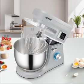 Stand Mixer, 660W Electric Dough Mixer with 6 Speeds LCD Screen Timing, Tilt-Head Food Mixer with 7.4 Qt Stainless Steel Bowl, Dough Hook, Flat B (Option: Black)