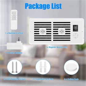 Register Booster Fan Smart AC Vent Booster Fan Fit 4in Plus 10in Register Holes With 3 Modes 10 Speeds 2H 4H Timer LCD Screen 2 Scent Diffuser Sl (Option: White)