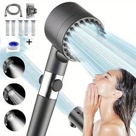 Shower Head, High Pressure Flow Multiple Modes, 5 Layers Filter, Hard Water Power Rinse, With Switch, Suitable For Pet Bathing, Vertical Shower, (Option: Upgraded9piecesetwith5filters)